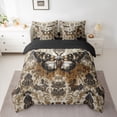 thumbnail image 2 of Homewish Bohemian Moth Animal Bedding Comforter Set 7 Pieces, Vintage Damask Flower Full Bedding Set, Tribal Mandala Style Reversible Fitted Sheet Flat Sheet, Breathable Home Decor, 2 of 7