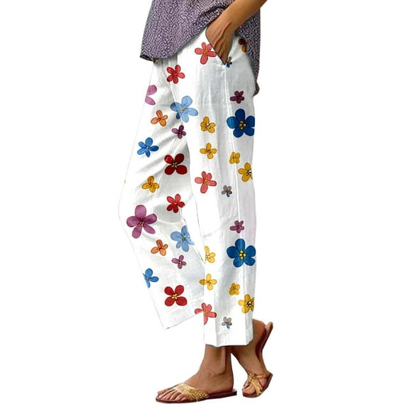 Women's Casual Summer Printed Casual Pants Linen PantsFashion Clothing Womens Pants Summer Palazzo Pants
