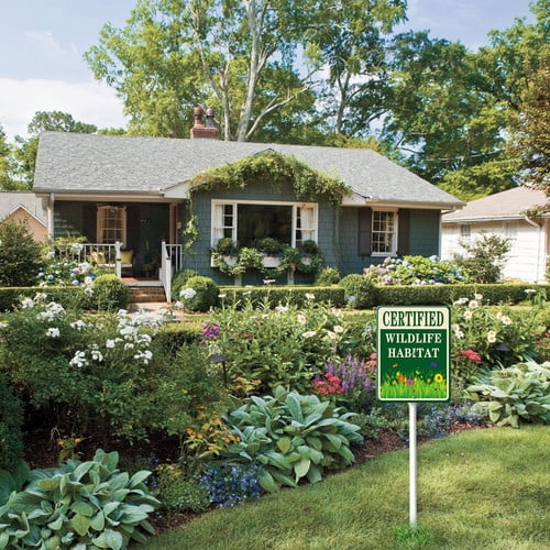 Soliyoahee Certified Wildlife Habitat Yard Sign with Stake 8x12inch Rustproof Aluminum Lawn Decorations Sign for Outdoor Road Street Garden Decor