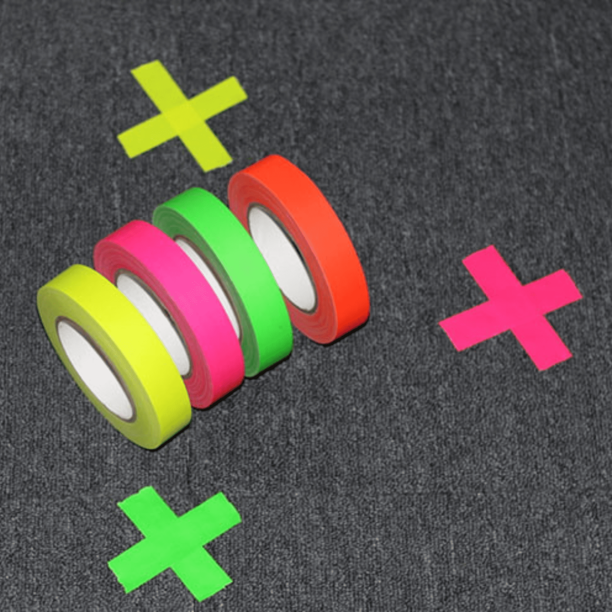 JVCC Mini Spike Tape Multi-Pack: 1/2 in. x 6 ft. / Assorted (Fluorescent Green, Fl. Orange, Fl. Pink, Fl. Yellow, Brown, Grey, Red, White, Yellow) 9 rolls [9 rolls/pack] [1 Rolls]