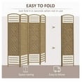 thumbnail image 4 of Folding Room Divider 4-Panel Natural Fiber Privacy Screen for Home Office, 4 of 9