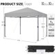 thumbnail image 3 of Songqin 10x10 1-Person Setup Pop Up Canopy Tent, Instant Portable Commercial Canopy Tent, Outdoor Gazebo with 1-Button Push, Wheeled Bag & 4 Sandbags for Home, Party & Outdoor Activities, Light Gray, 3 of 18