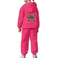 thumbnail image 6 of LRen Toddler Girl Sweatsuit 4t Valentines Bowknot Print Crewneck Long Sleeve Warm Hooded Sweatshirt and Jogger Sweatpants Clothing Soft Fall Toddlers Girls Clothing, 6 of 7