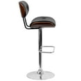 thumbnail image 3 of Walnut Bentwood Adjustable Height Barstool with Button Tufted Black Vinyl Seat, 3 of 9