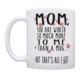 thumbnail image 2 of ThisWear Mom Birthday Gifts You Are Worth More But That's All I Got Funny Quote Mug for Moms Mug Cup White, 2 of 4