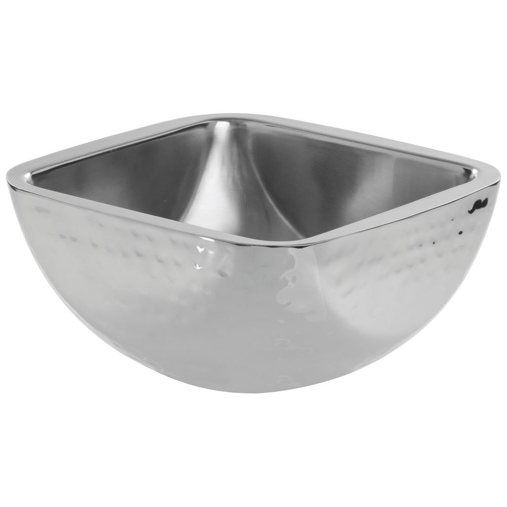 HUBERT 1 4/5 qt Square DoubleWall Hammered Stainless Steel Bowl 7"L
