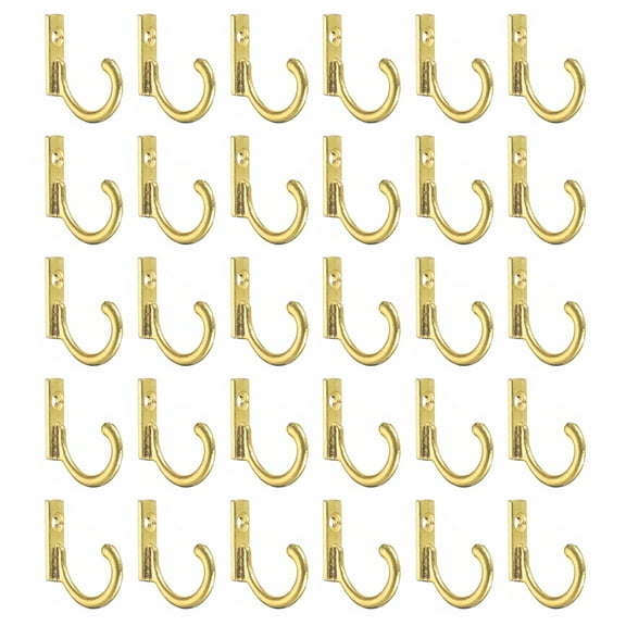 Wall Hooks, 30 Pack - Zinc Alloy Single Prong Vintage Clothes Hook, Hooks for Hanging Coat Backpack (Gold,24mm)