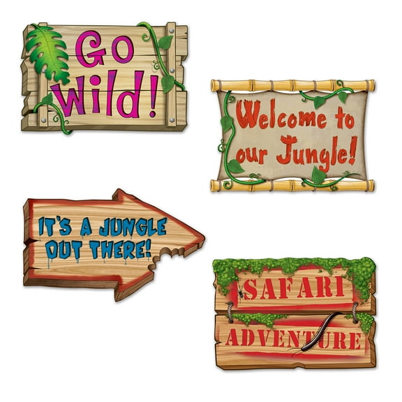 Beistle - Jungle Sign Cutouts - 18"-20" - Pack of 12