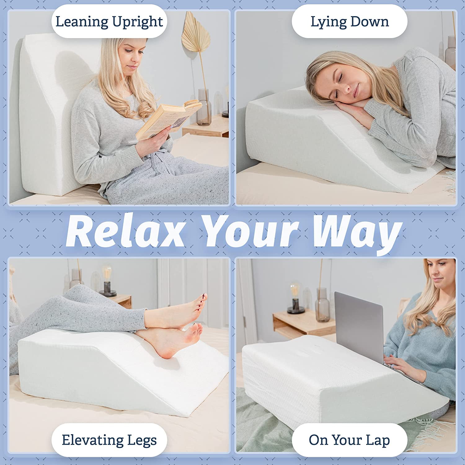 Elevating Memory Foam Leg Rest Pillow Leg Wedge Support Washable Cover Back  Knee