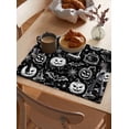 thumbnail image 3 of Halloween Theme Placemats Set of 4 Retro Pumpkin Witch Hat Black White Heat Insulation Washable Place Mats, Rustic Non-Slip Table Mats for Dining Table Party Kitchen Decor,13x19 Inch, 3 of 4