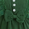 thumbnail image 5 of Kids Summer Girls Romper Lace Romper Sleeveless Ruffle Bow Decorated Onesie Jumpsuit With Headband 2 Pieces Green One Piece Bodysuit Clothes 12-18M, 5 of 5