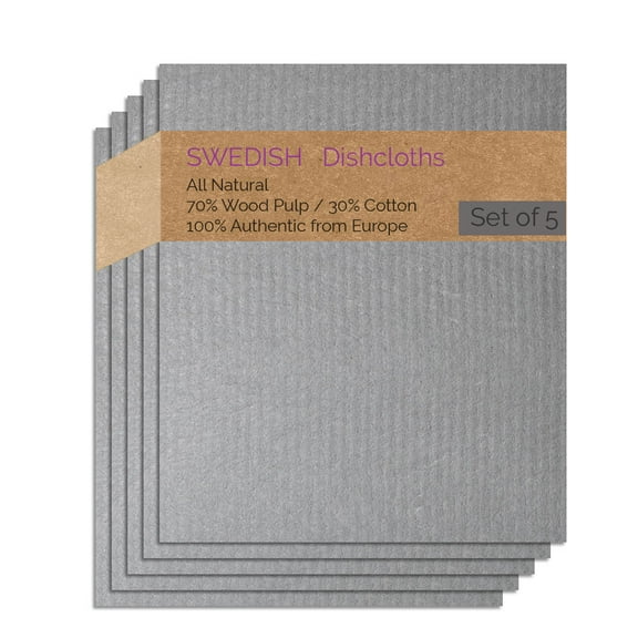 SWEDEdishcloths 5 PK (Gray Color) All-Purpose Dischcloth for Cleaning