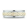 thumbnail image 2 of Benchmark� 14 kt Two Tone Gold 8mm Comfort Fit Round Edge Cross Hatch Patterned Wedding Band Ring, 2 of 7