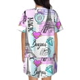 thumbnail image 3 of Kdxio Eiffel Tower and Hearts Print Pajamas Sets for Women Short-Sleeved Pjs with Lounge Shorts Two Piece Sleepwear S-4XL, 3 of 8