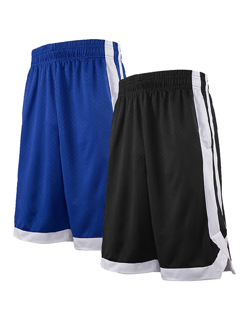 TopTie 2-Tone Basketball Shorts For Men with Pockets, Pocket Training Shorts-2 Pack Black/Blue-M