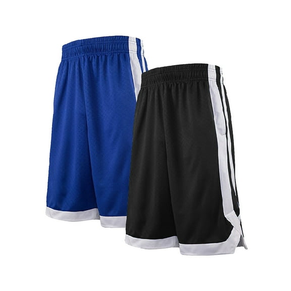 TopTie 2-Tone Basketball Shorts For Men with Pockets, Pocket Training Shorts-2 Pack Black/Blue-L