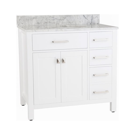 Mason Hill 36 Inch Oak Vanity with Oval Undermount Sink - White