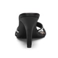 thumbnail image 3 of BLISSFUL STEP Women's Triple Strap Rhinestone Mules Open Toe Stiletto Heel Slide Sandals Black 9, 3 of 8