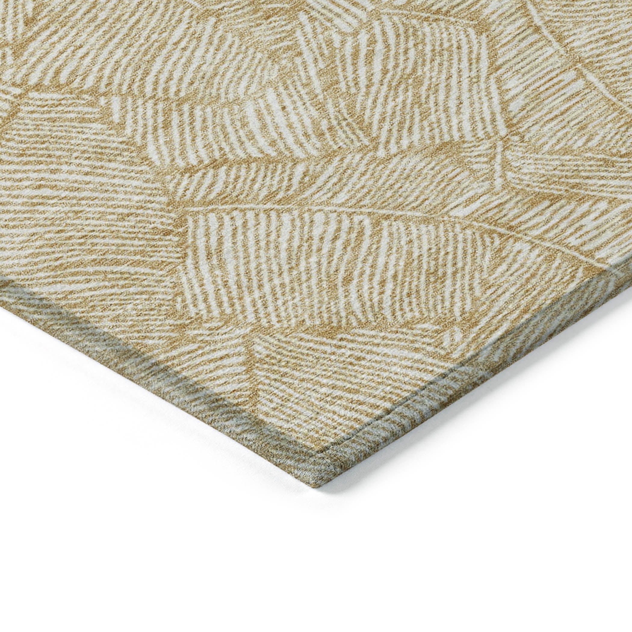 Addison Rugs Chantille Indoor/Outdoor Transitional Floral Gold Washable Rectangle Rug, 5' x 7'6"