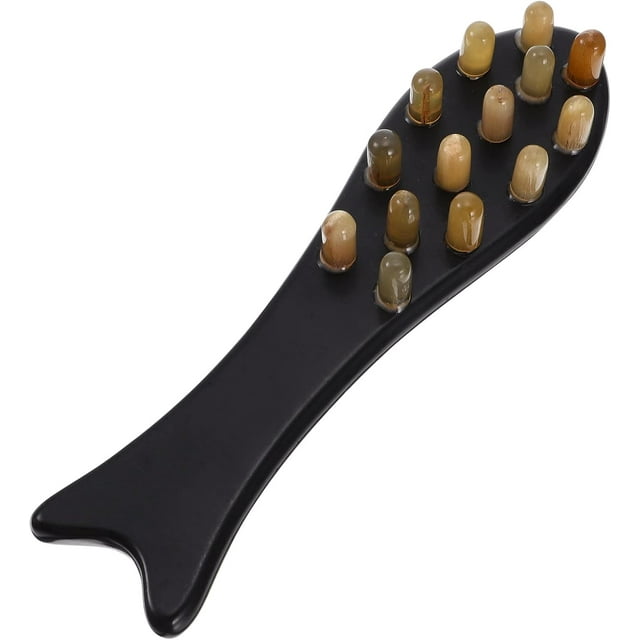 Pack Horn Comb Huvudmassagekam Gua Sha Huvudvårdsverktyg, Svart