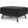 thumbnail image 1 of Simpli Home Owen 34" Coffee Table Storage Ottoman in Midnight Black Faux Leather, 1 of 8