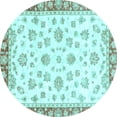 thumbnail image 1 of Ahgly Company Indoor Round Oriental Light Blue Traditional Area Rugs, 3' Round, 1 of 4