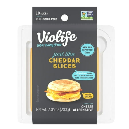 Violife Just like Cheddar Slices, Dairy-Free Vegan, 7.05 oz Pack (Refrigerated)