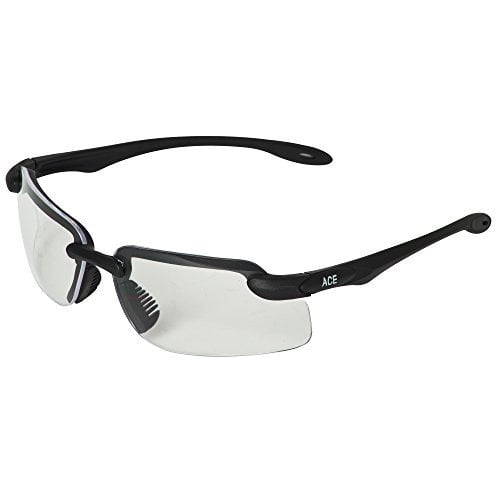 Jackson Safety Ace Safety Glasses 38501, Clear Lens, Lightweight Black Frame, 12 Pairs