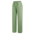 thumbnail image 4 of ZyeKqe Cotton Linen Lounge Pants Low Waisted Drawstring Casual Slacks Straight Wide Leg Casual Flowy Trousers, 4 of 6