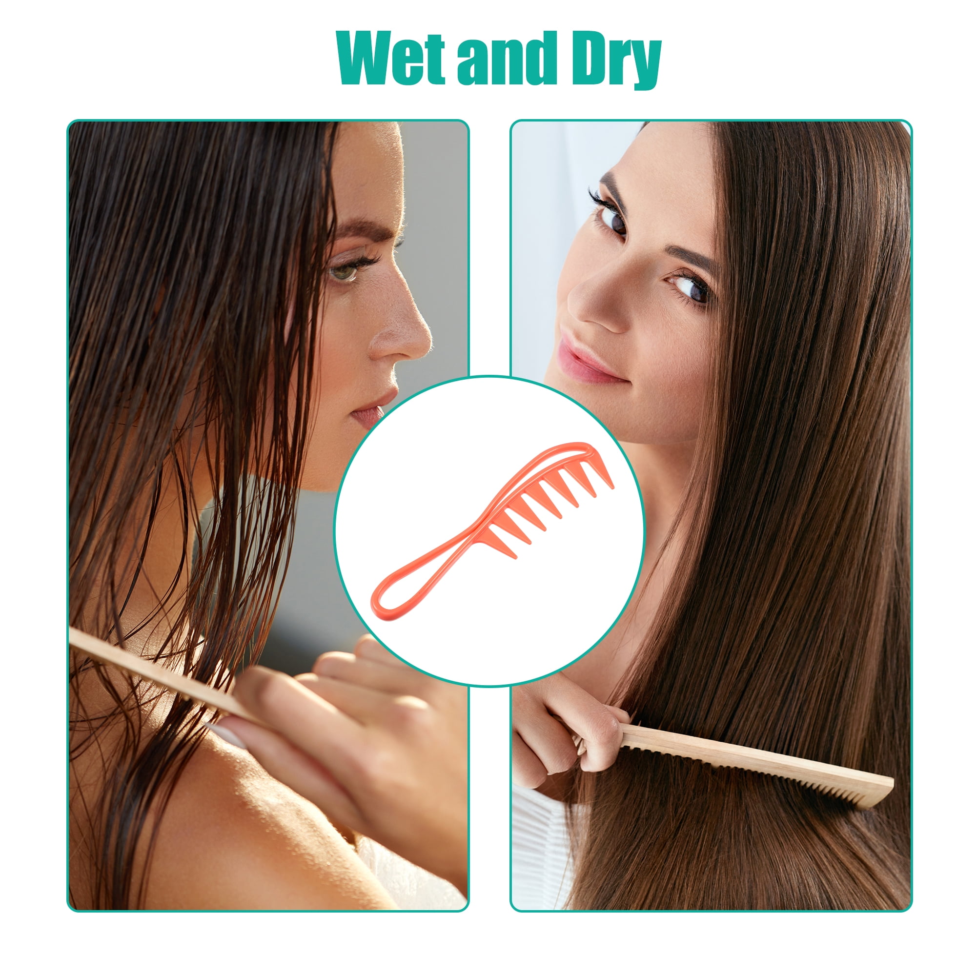 Unique Bargains 3 Pcs Hair Comb Wide Tooth Anti Static Detangling Comb for Wet and Dry Pink