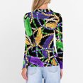 thumbnail image 7 of Mardi Gras Shirts for Women Carnival Sequins V Neck Tops Feathers Print Long Sleeve Holiday Blouse Light Green XL, 7 of 7