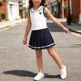 thumbnail image 6 of Amidoa Girls Summer Outfits 2 Piece Short Sleeve Cute Top and Pleated Skirt Kids Clothing Sets Navy Size 6-8 Yeas, 6 of 7