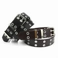 thumbnail image 2 of YooGuoGuo Punk Pu Leather Belt For Women Men Double Row Holes Waist Strap Y2K Designer Male Female Jeans Trouser Decorative Waistband, 2 of 6