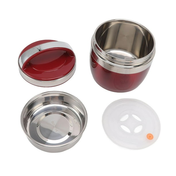1.5L 304 Stainless Steel Insulated Lunch Box Portable Thermal Lunch Box for Students and Office Workers Red