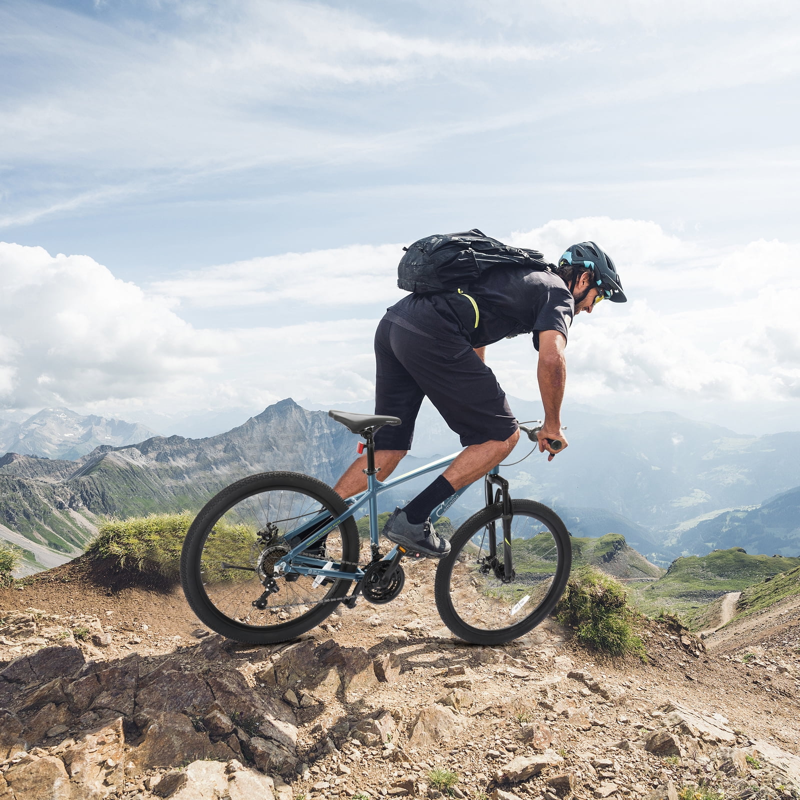 UBesGoo 26in Mountain Bike for Adults, Aluminum Frame Lightweight 21 Speeds Men/Women Bike with Dual Disc Brake, Twist Shifters, Gray Blue