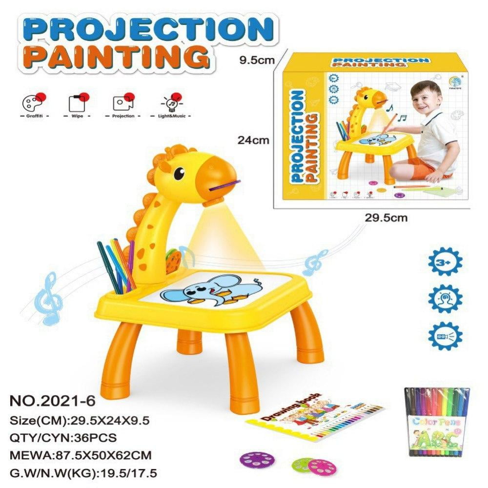 Learning Desk Toy Blue Childrens Intelligent Projection Painting Machine HHYSPA Children Drawing Projector Enlightenment Early Education Intelligent Painting Machine Drawing Sketch Board 