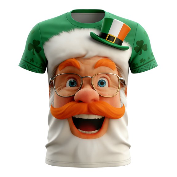 Telankuip St Patricks Day Short Sleeve T-Shirts for Men 2026 Trendy Visual 3D Print Irish Graphic Crewneck Tees Novelty Funny Soft Comfort Casual Holiday Outfits 20-Green XS