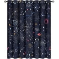 thumbnail image 2 of Galaxy Blackout Curtains for Kids, Moon and Star Window Curtains for Boys Girls Bedroom Blue Nursery Grommet Thermal Insulated Room Darkening Curtains-42"W x 63"L (Pack of 2), 2 of 7