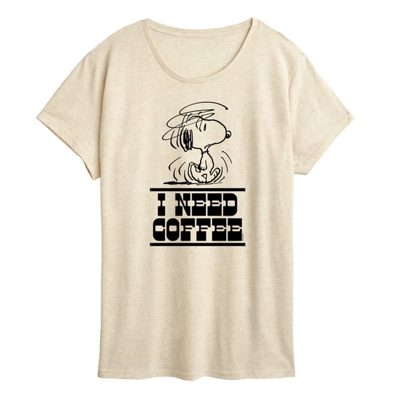 Peanuts - I Need Coffee Snoopy Women's Short Sleeve Graphic T-Shirt