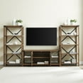 thumbnail image 4 of Metal X-Accent Wall with 60" Glass Door TV Console in Rustic Oak, 4 of 4