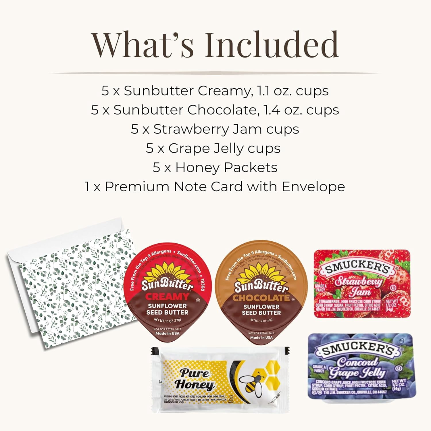 June Street Market Sunflower Butter, Jam, Honey Mini Pantry Gift Set – 25 Single-Serve Packets Sunflower Spread Assortment for Lunches, Travel, RVs, Dorms & Small Spaces