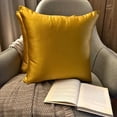 thumbnail image 2 of Dark Gold Decorative Lumbar Pillow Cover 20"x28" | Pack of 2 Modern Satin Oblong Cushion Cover Solid | Plain Solid Pillowcases for Bed, Couch & Sofa, Modern Home Décor - Dark Gold Slub Satin, 2 of 12