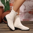 thumbnail image 6 of Viluyesy Womens Ankle Booties Pointed Toe Low Block Heel Glossy Faux Leather Rear Zipper Slim Fit Daily Dress Boots Beige Size 9, 6 of 8
