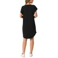thumbnail image 3 of INSPIRE CHIC Women's Summer Short Sleeve Crew Neck with Pockets Loose Beach Mini Dress S Black, 3 of 5