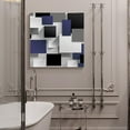 thumbnail image 5 of Canvas Wall Art Geometric 3D Abstract Navy Blue Black Gray Square Pattern Picture Modern Artwork Printed on Canvas - Oil Painting for Wall Decor - Stretched and Framed Ready to Hang - 12" x 12", 5 of 6