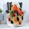 thumbnail image 4 of Oatmeal Soft Flannel Fleece Throw Blanket, Tasty Healthy Food Photography with Fresh Fruits and Porridge in Morning Bowl, Cozy Plush for Indoor and Outdoor Use, 70" x 90", Multicolor, by Ambesonne, 4 of 5