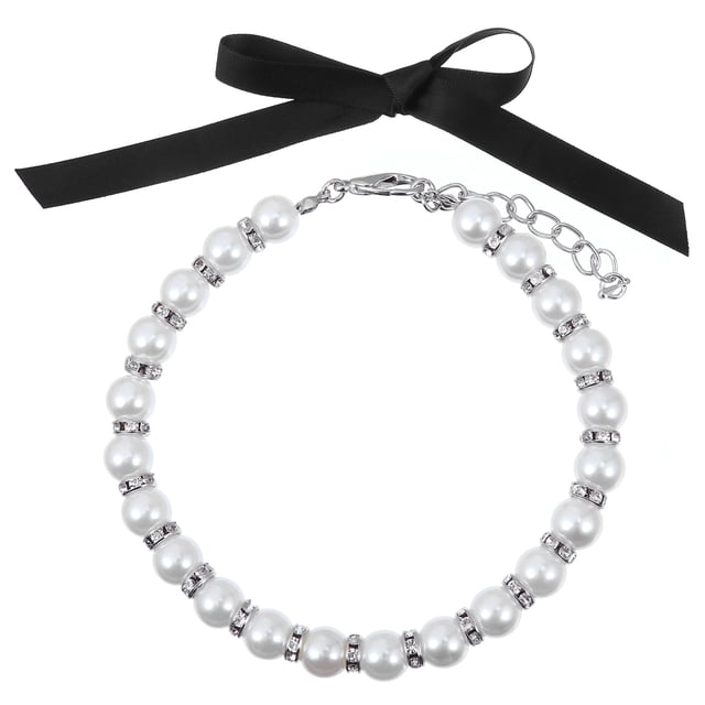 1 juego de collar de perlas de moda para perro, joyería para mascotas, collar para gato, collar de boda
