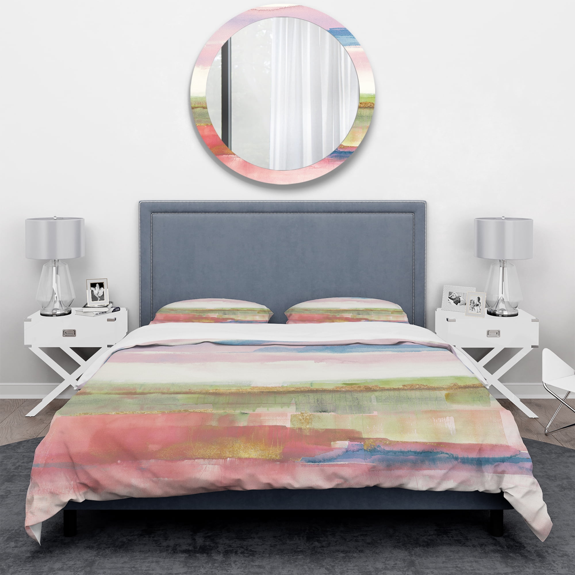 Designart 'Influence of Line and Color Gold Bright' Geometric Duvet Cover Set