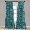 thumbnail image 5 of Ambesonne Asia Curtains, Japanese Style Waves Clouds, Pair of 28"x84", Petrol Blue and Pale Coffee, 5 of 5