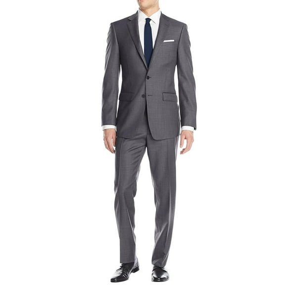 Mens Side Vent 2 Piece Medium Gray Modern Fit Suit Luciano